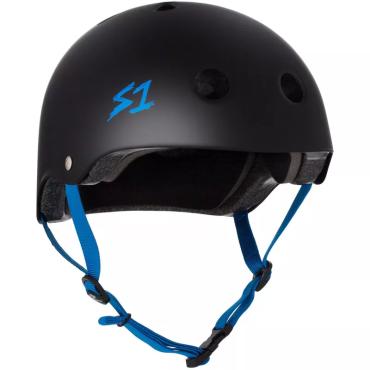 S-ONE Lifer skate hjelm - mat sort blå stropper