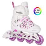 Hvide RASK Splash rulleskøjter med LED lys til børn, justerbar størrelse, komfortable.