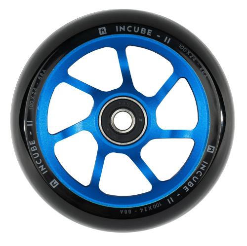 Ethic Incube V2 hjul til løbehjul i blå med 100/110 mm diameter og 24 mm bredde.