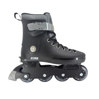 Core Retro Justerbar Inliners - sort med hard boot (plast), høj cuff, 70 mm PU-hjul (85A), ABEC-7 kuglelejer og hælbremse til begyndere på inline rulleskøjter.