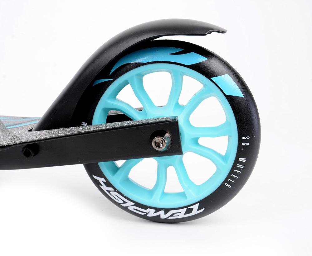 Tempish Nixin 125 AL II blå – let, foldbart børneløbehjul med 125 mm hjul, sænket deck og fodbremse. Justerbart styr: 77,5/82,5/87,5 cm.