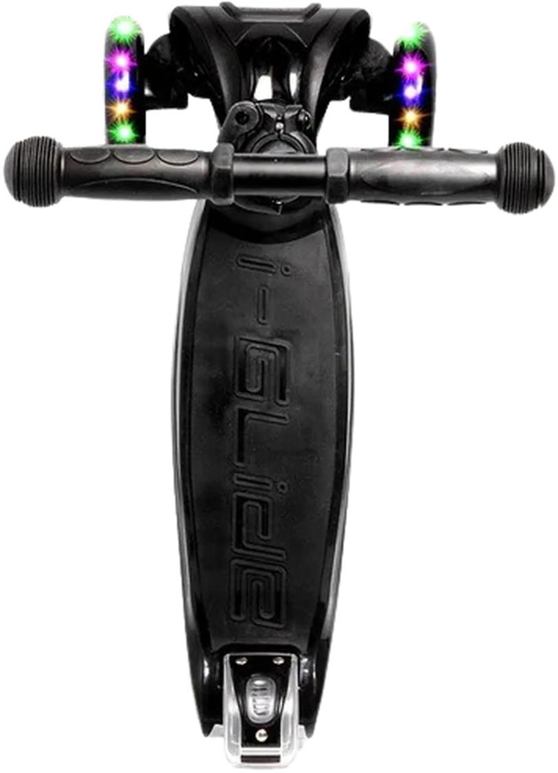 i-Glide 3-hjulet børneløbehjul – lean-to-steer, LED-hjul, justerbart styr og skridsikkert deck med bagskærmsbremse.