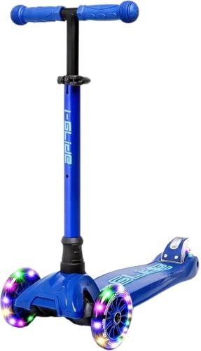 i-Glide 3-hjulet børneløbehjul – lean-to-steer, LED-hjul, justerbart styr og skridsikkert deck med bagskærmsbremse.