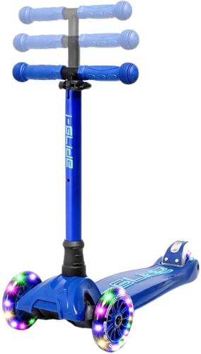 i-Glide 3-hjulet børneløbehjul – lean-to-steer, LED-hjul, justerbart styr og skridsikkert deck med bagskærmsbremse.