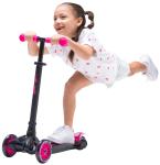 i-Glide 3-hjulet børneløbehjul – lean-to-steer, LED-hjul, justerbart styr og skridsikkert deck med bagskærmsbremse.