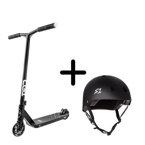 Core CG1 trick løbehjul - sort & S-ONE skatehjelm samlepakke