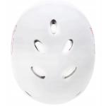 Raven F511 børnehjelm i hvid/pink med dial-fit, ABS/EPS og 11 ventilationshuller – størrelser XS–M.