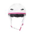 Raven F511 børnehjelm i hvid/pink med dial-fit, ABS/EPS og 11 ventilationshuller – størrelser XS–M.