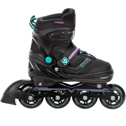 Raven Drill mint/pink inliners med justerbar boot, aluminium chassis og PU 82A hjul (72/76 mm).