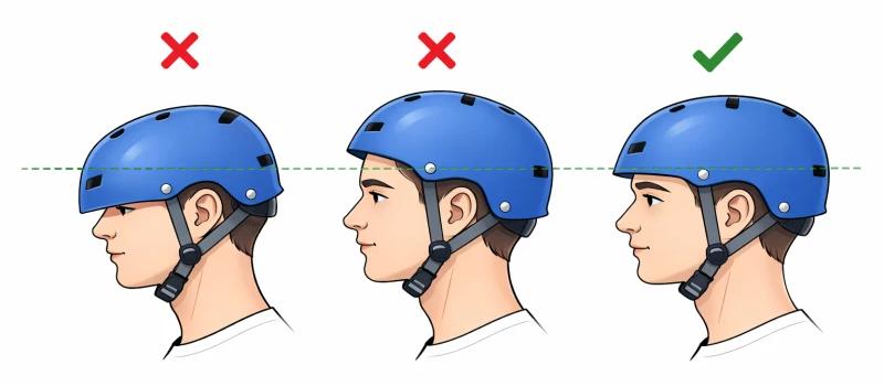 Sådan er din skaterhjelm korrekt placeret på dit hoved