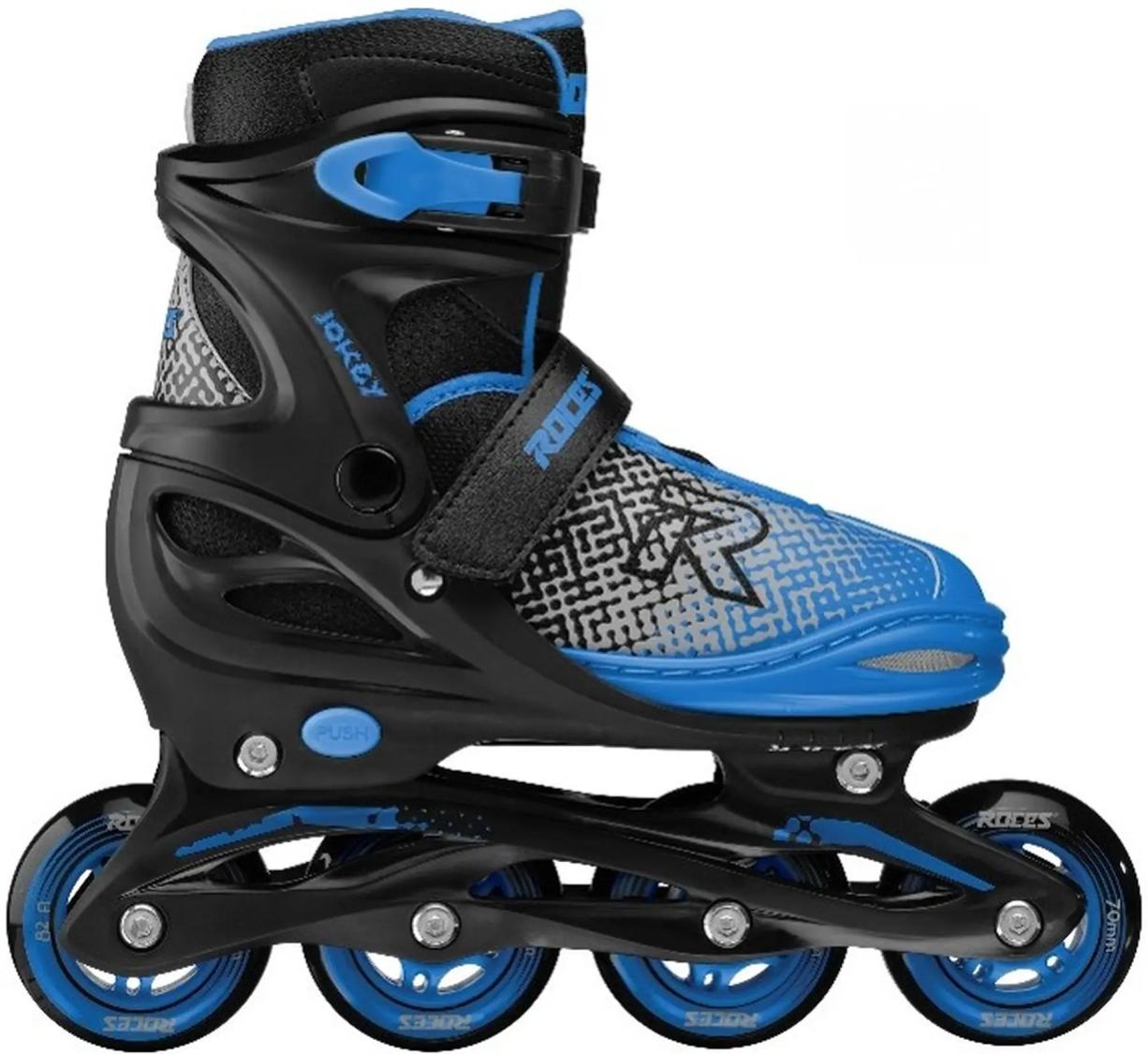 Roces Jokey X inliners sort/blå – justerbar pasform og bremse til tryg start.