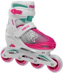 Roces Jokey X inliners hvid/pink/grøn – justerbar pasform og bremse til tryg start.
