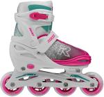 Roces Jokey X inliners hvid/pink/grøn – justerbar pasform og bremse til tryg start.