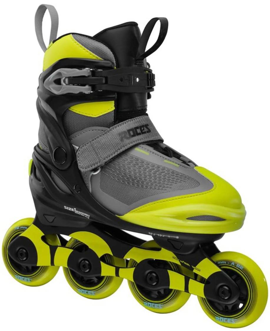 Roces Moody X inliners i gul/grå til børn – justerbar pasform og bremse.