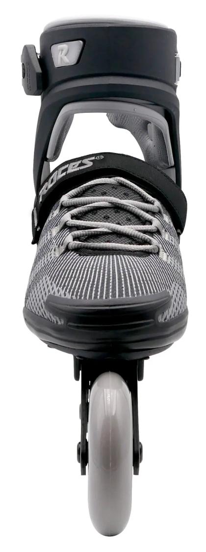 Roces R-EVO 90 inliners i sort med 90 mm hjul, aluminiumschassis og stabil fitness-pasform til motion og ture på asfalt.