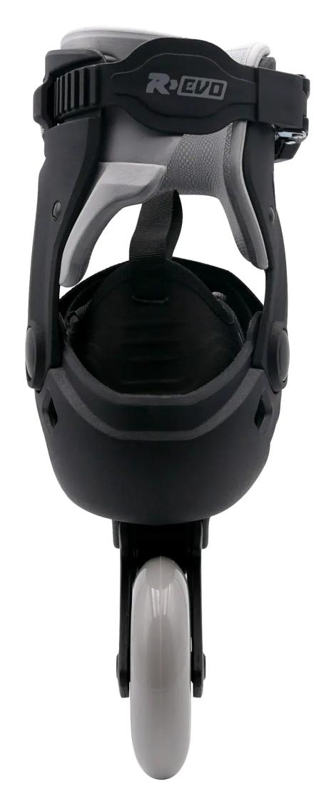 Roces R-EVO 90 inliners i sort med 90 mm hjul, aluminiumschassis og stabil fitness-pasform til motion og ture på asfalt.