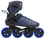 Roces R-EVO 90 inliners i blå med 90 mm hjul, aluminiumschassis og stabil fitness-pasform til motion og ture på asfalt.