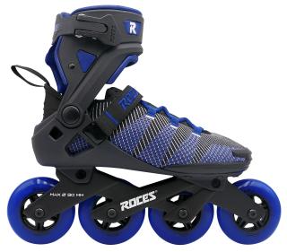 Roces R-EVO 90 inliners i blå med 90 mm hjul, aluminiumschassis og stabil fitness-pasform til motion og ture på asfalt.