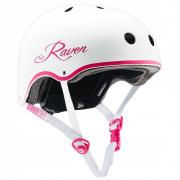 Raven Essto skaterhjelm i hvid/pink med justerbar pasform og ventilationshuller
