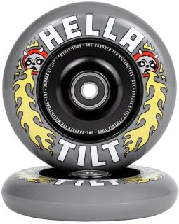 Tilt x Hella Rage 110 mm hjul til trick løbehjul med solid aluminiumskerne og 88A PU-gummi.
