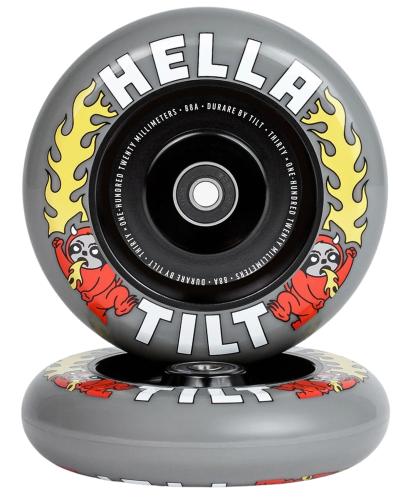 Tilt x Hella Summon hjul med solid core til trick løbehjul og hurtig respons i skatepark og street.